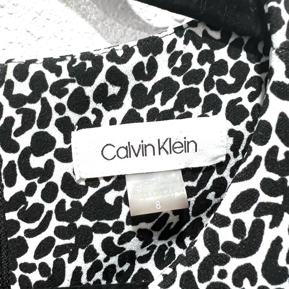 Calvin Klein Women's Tie-Waist Tulip-Sleeve Jumpsuit‎ White Patterned Jumpsuit 8 - Picture 3 of 10
